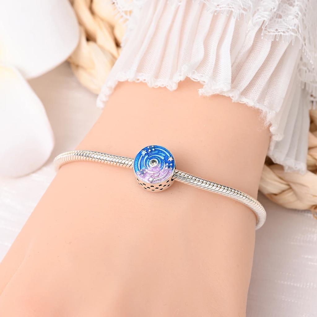 Charms Plata  Starry Sky Beads Fit Original  Bracelets Charms For Women Jewelry Diy Making Gifts