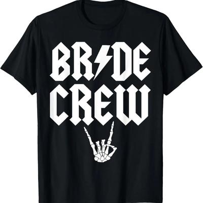 Bride Crew Rock N Roll Gothic Halloween Bachelorette Party T-Shirt