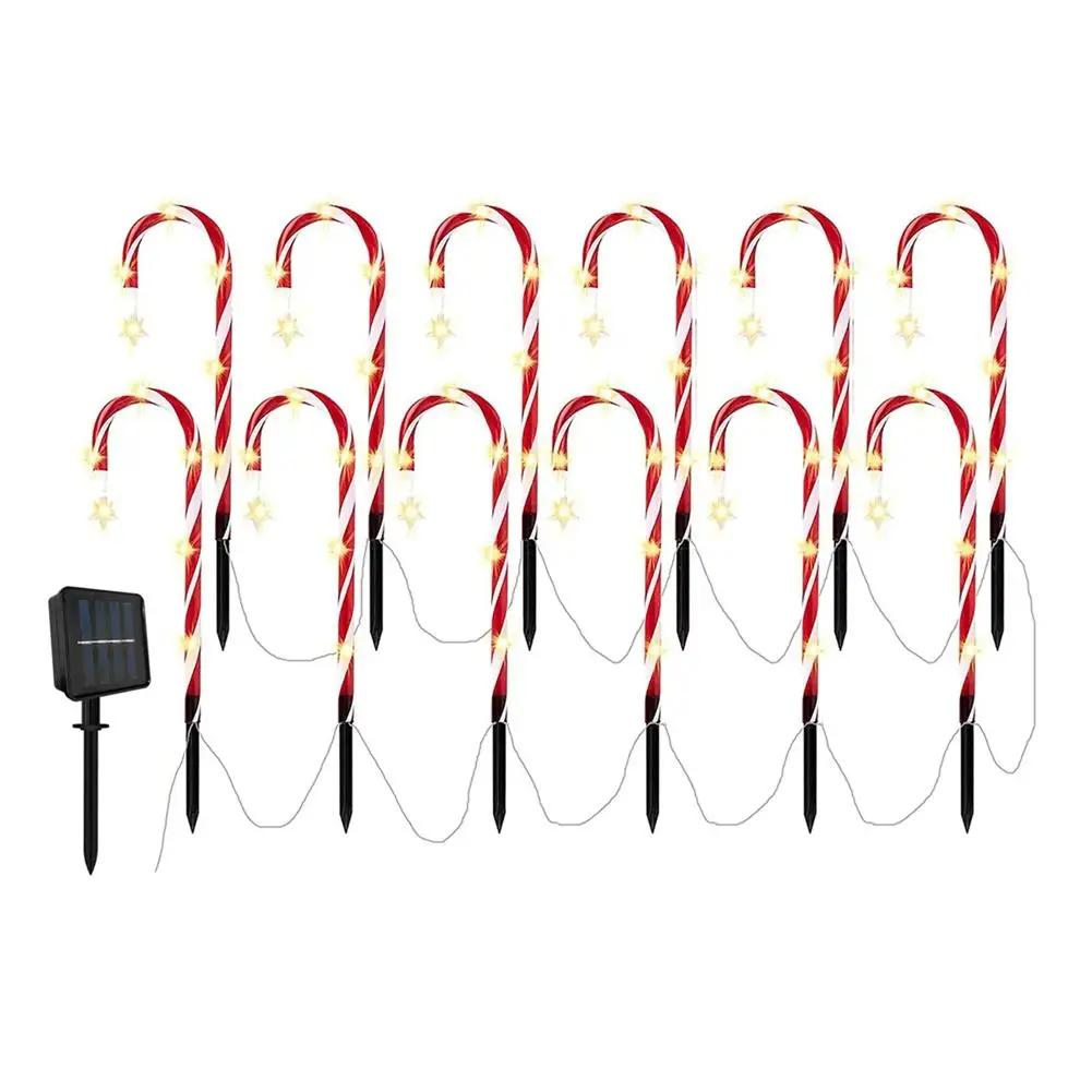 Christmas Candy Cane Light Outdoor Pathway Candy Cane Markers Light Plug In Candy Cane Lamp With Stake For Patio Decor A0S4