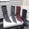 Kristall Spitzschuh High Heels Damen Stiefeletten Sexy Schuhe 2025 Trend Luxus Mode Schnee Chelsea Boots Neue Pumps Mujer Stiefel