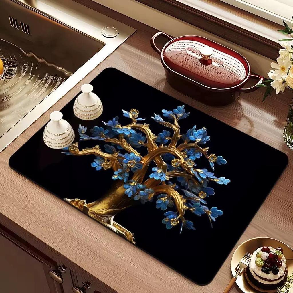 3D Diatom Kitchen Draining Mat - Quick Dry, Non-Slip, Waterproof, Heat-Resistant Countertop Mat