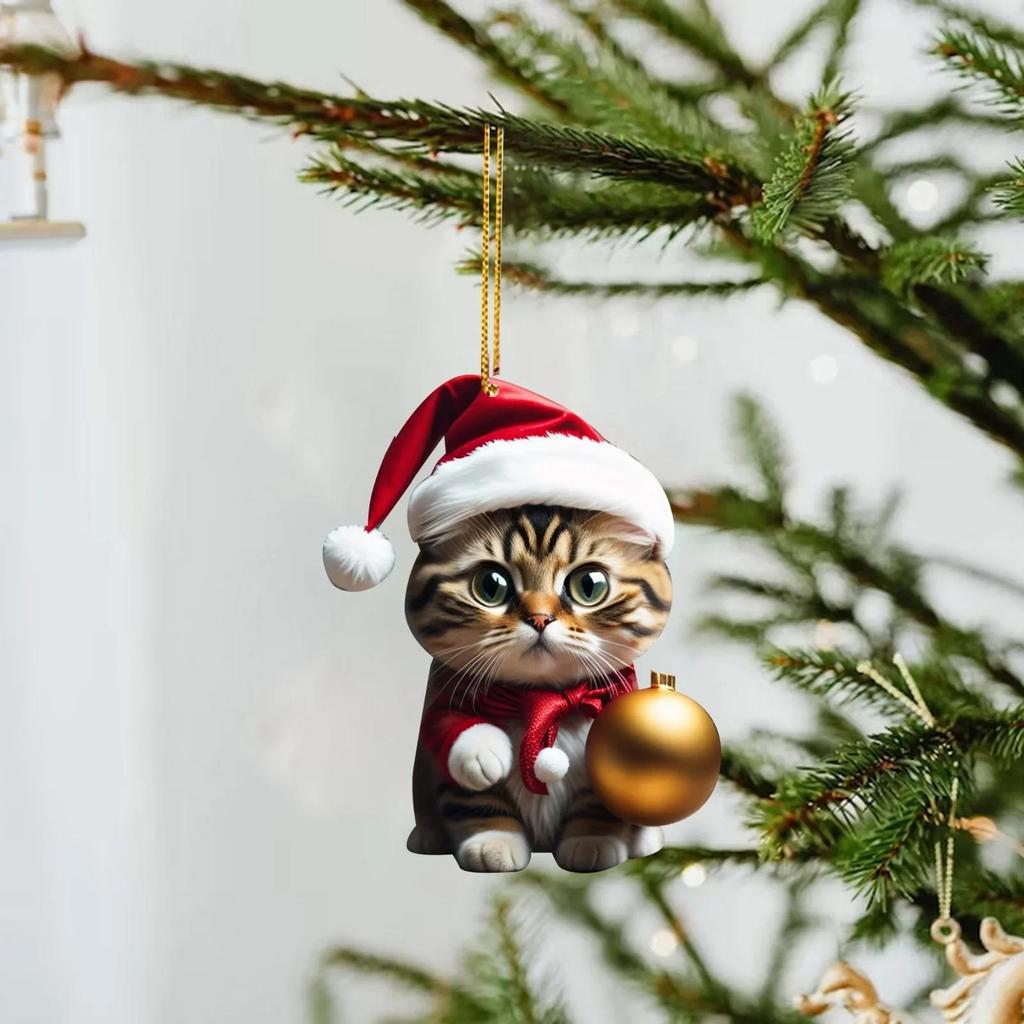 Cartoon süße Katze 2023 Weihnachtsschmuck hängende Dekoration Geschenk Weihnachten hängender Baum personalisierter Anhänger Partyzubehör