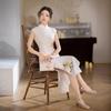 1011 spring and summer new white embroidered cheongsam women's high-end literary and retro new Chinese sleeveless daily young models