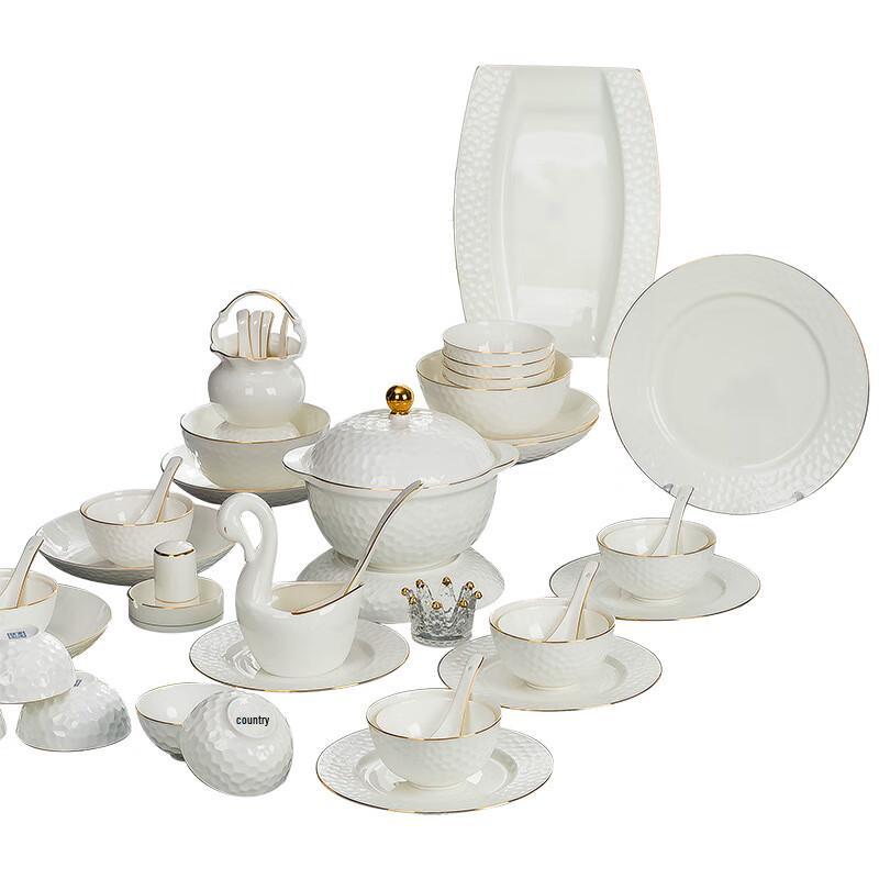 LISM Water Cube Gold-Rimmed 60-Piece Dinnerware Set