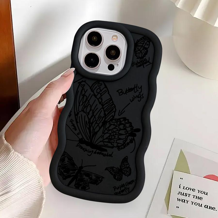 Soft Phone Cover Case for iPhone 8 17 Air 12 15 Plus XR 11 16 Pro Max 13 14 Butterfly Flower