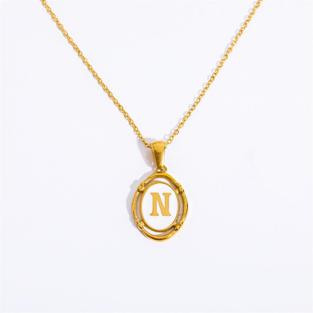 Color Retention 26 Letter Pendant Oval Necklace Necklace 26 Letter Electroplated Real Gold