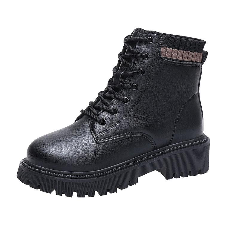 Martin boots women's winter new retro front lace-up round head short boots thick-soled British style short boots women
