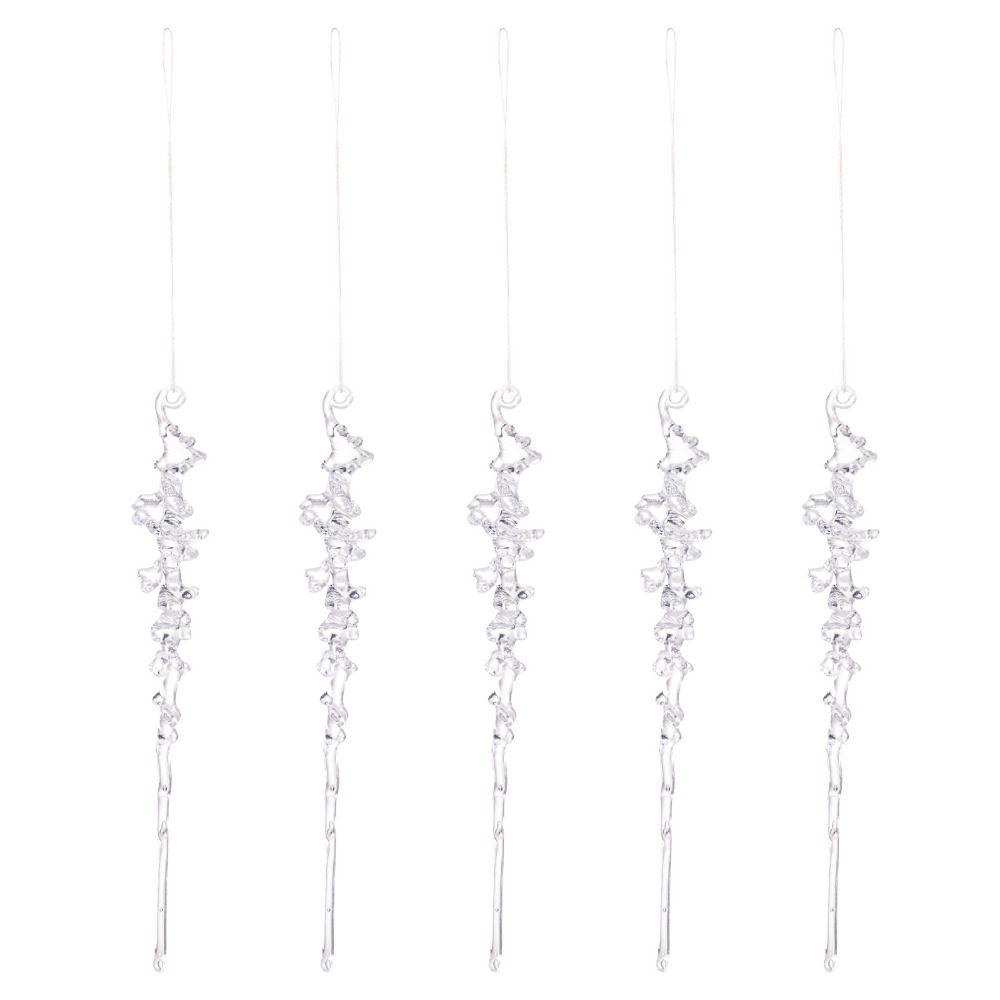 5Pcs Acrylic Christmas Ice Pendants Transparent Simulated Frost Spike Pendant with Hanging Rope Fake Ice Bar Winter Atmosphere