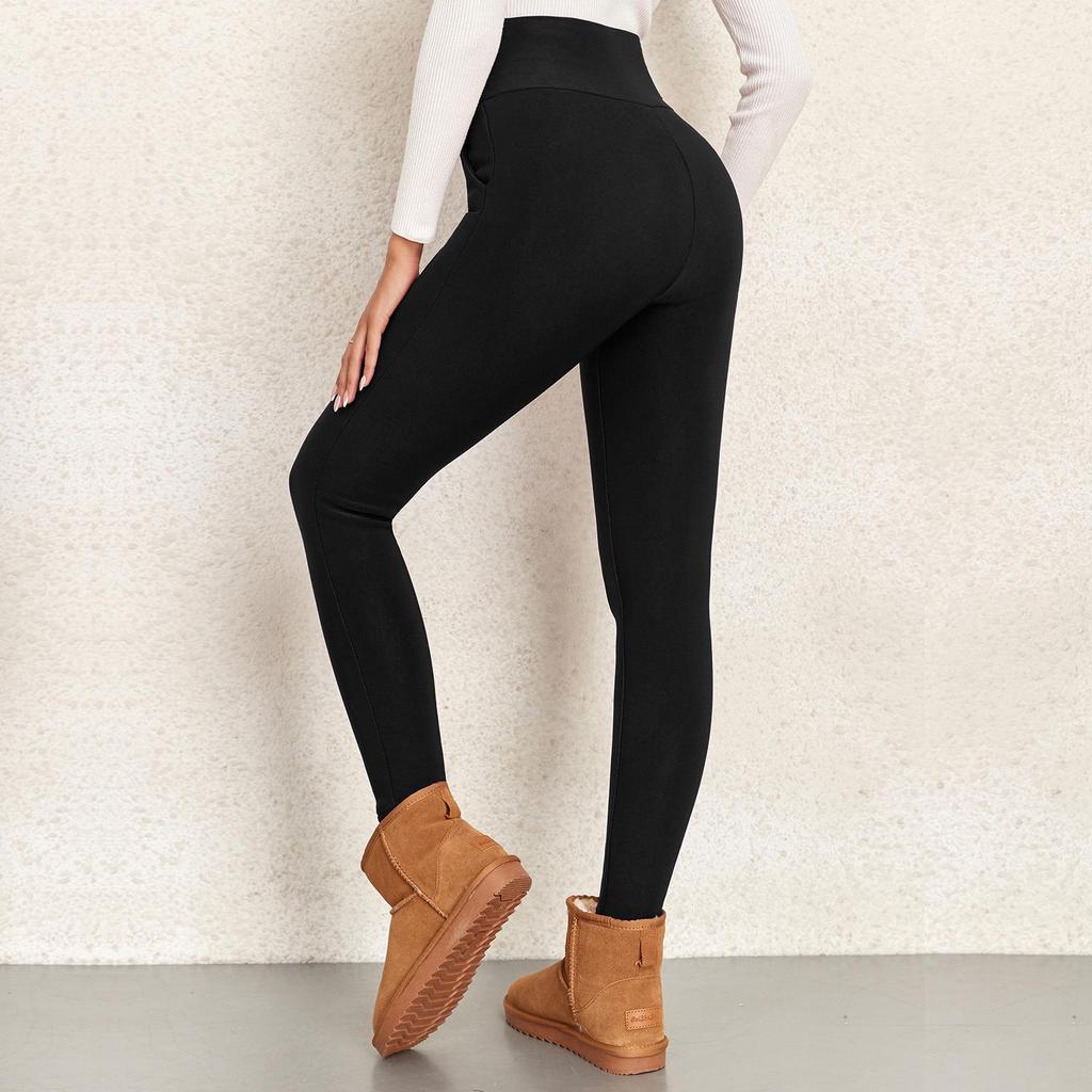 Women's High Waisted Fleece-Lined Lambswool Leggings