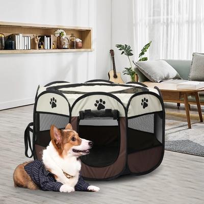 Portable Folding Pet Tent Outdoor Dog House Cage Cat Tent Playpen Puppy Kennel Easy Operation Octagonal Fence Dogs House