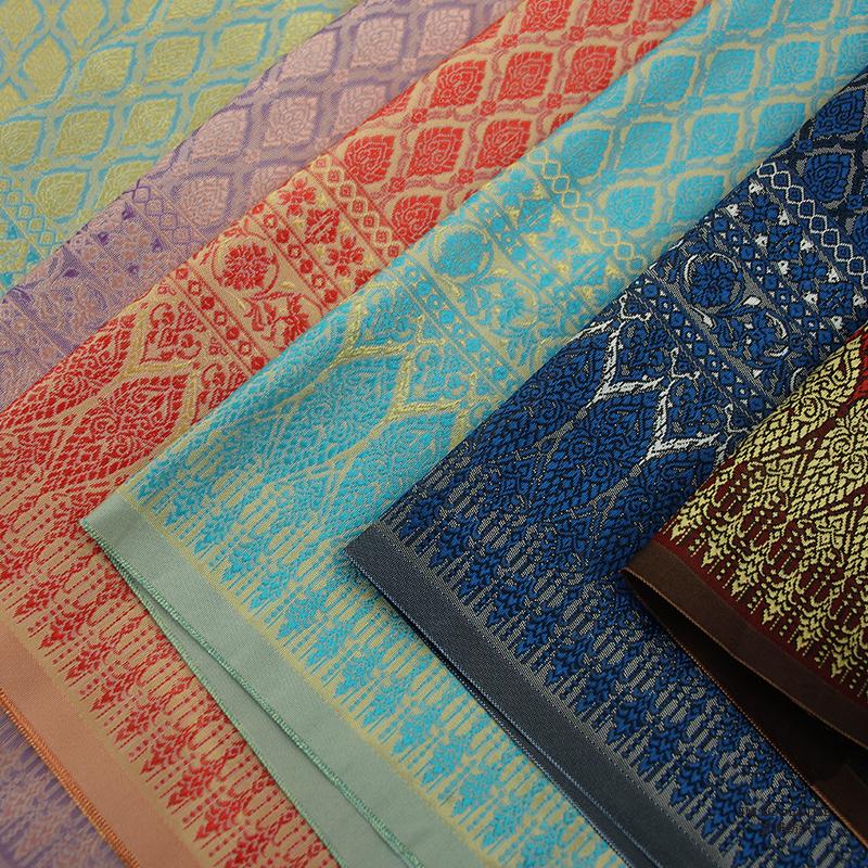 50X100Cm Tela de Traje Tradicional Étnico Dai Tailandés Brocado Tejido Sudeste Asiático Falda Recta Coser DIY Tela Falda Vestido Tubo