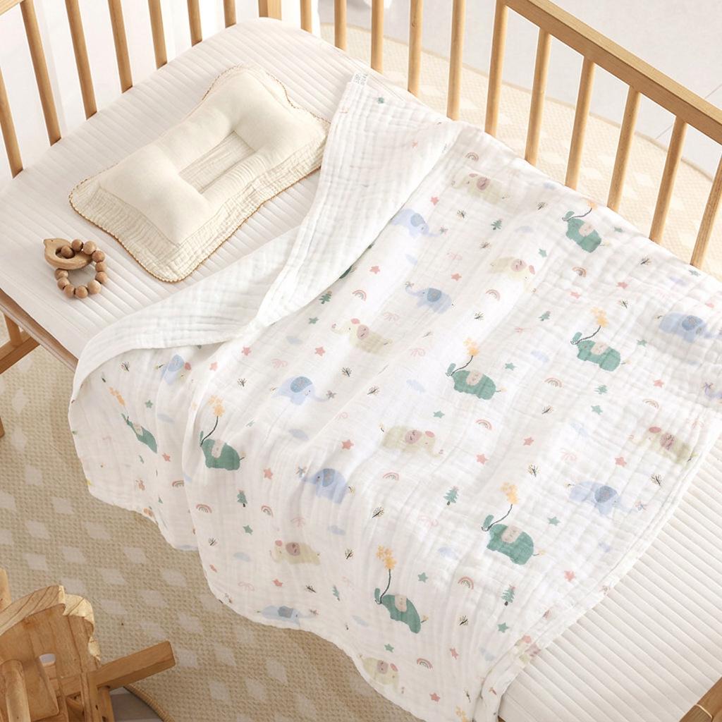 110x110cm High Density Pure Cotton Six-Layer Gauze Baby Bath Towel and Toddler Blanket