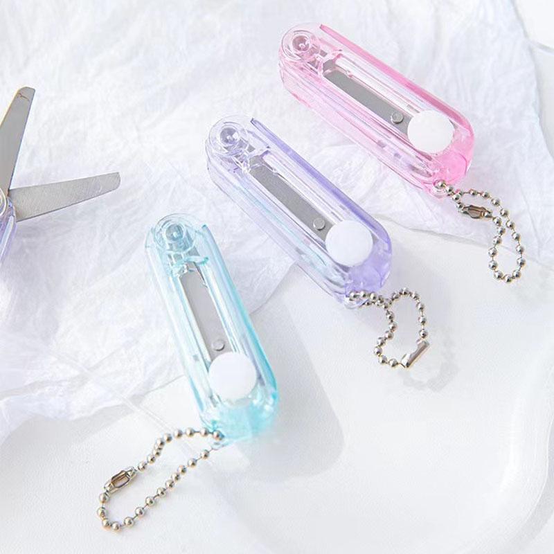 Transparent Mini Scissors, Retractable Folding Portable Scissors, Student Hand-made Paper Scissors