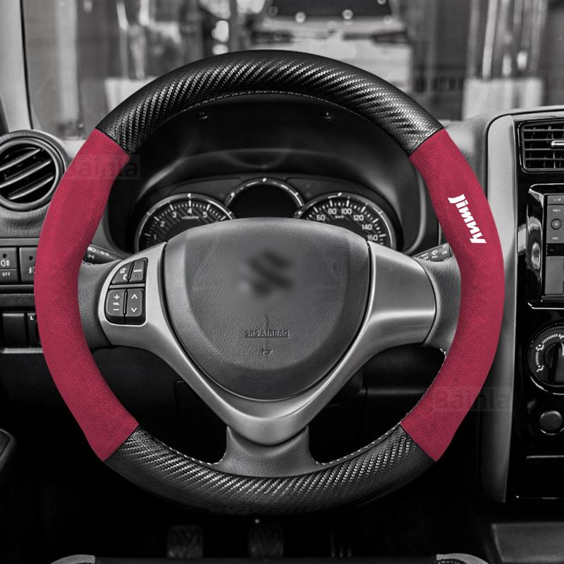 For Suzuki Jimny jb74 jb64 jb43 jb53 2015 Suede Car Steering Wheel Cover Anti-Slip Steering Wheel Cover 38cm Car Accessories