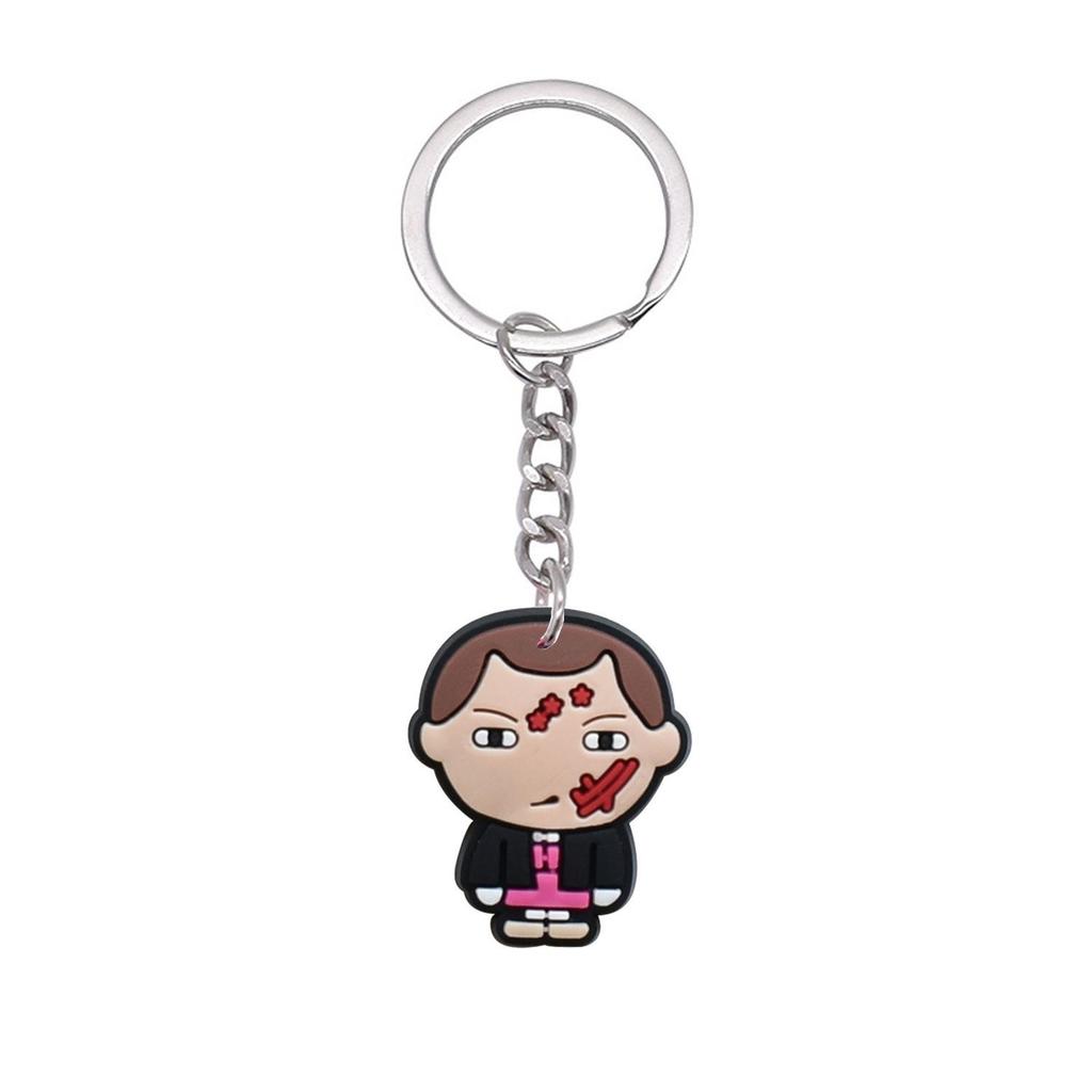 Q version of creative modeling silver cartoon keychain cute cartoon removable decoration