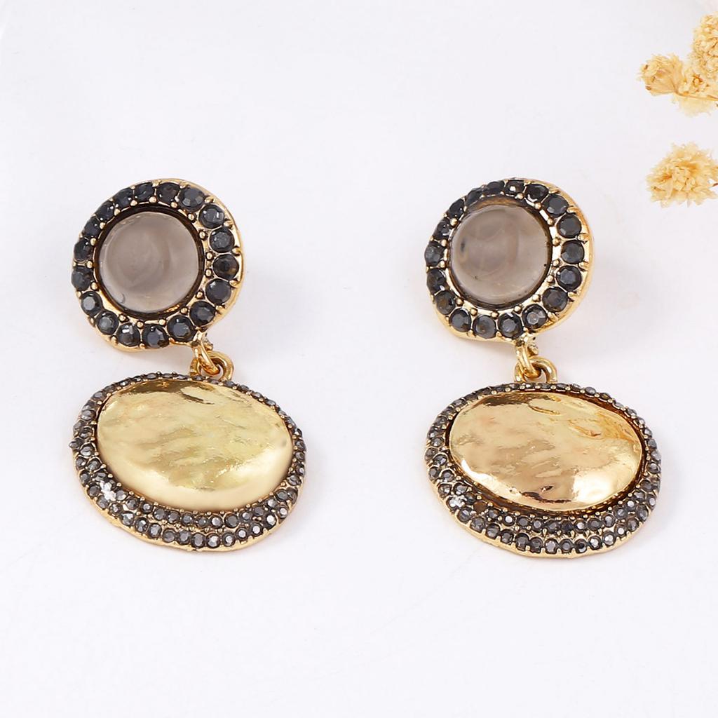 Fashion Metal Button Dangle Earrings ZAA New Classic Vintage Earrings Women's Party Jewelry Accessories