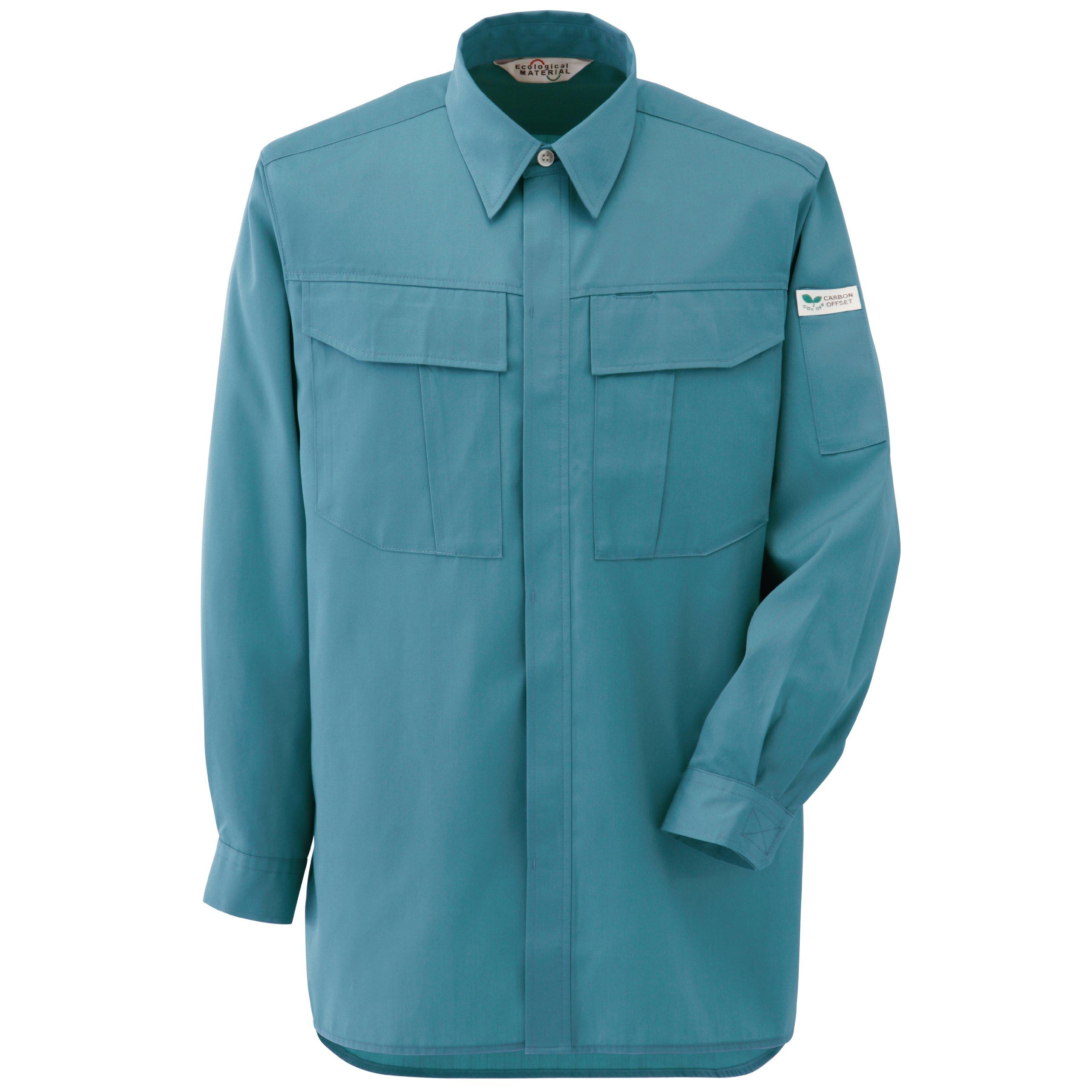 

Work Long Eco Mark Mist L [Midori Anzen] Clothes, Sleeve, Shirt, Unisex, Antistatic, Certified, RCS2593, Top, Blue,