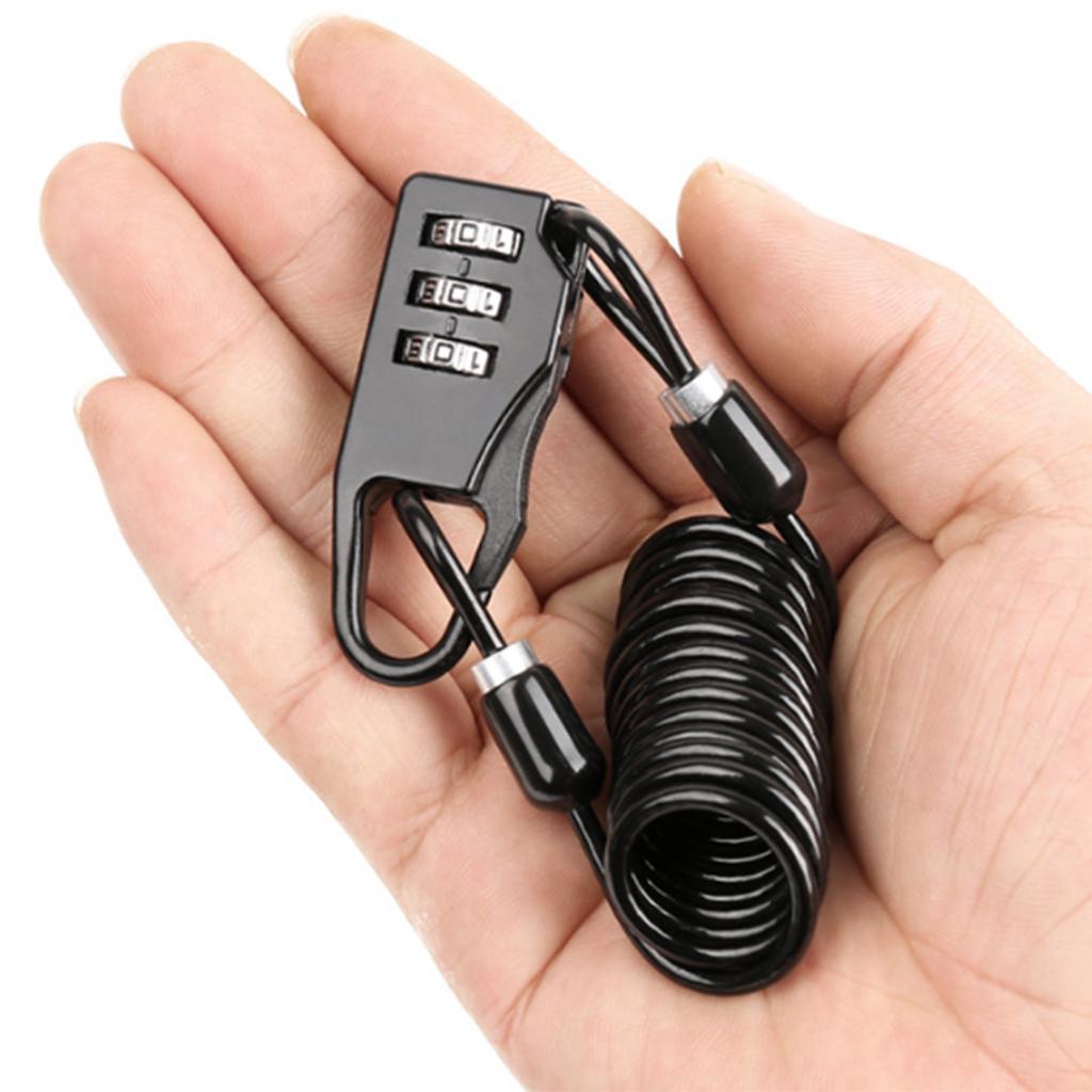 Portable Bike Lock 3 Digit Combination Antitheft Helmets Lock High Security Cable Lock for Helmets Luggages Backpack