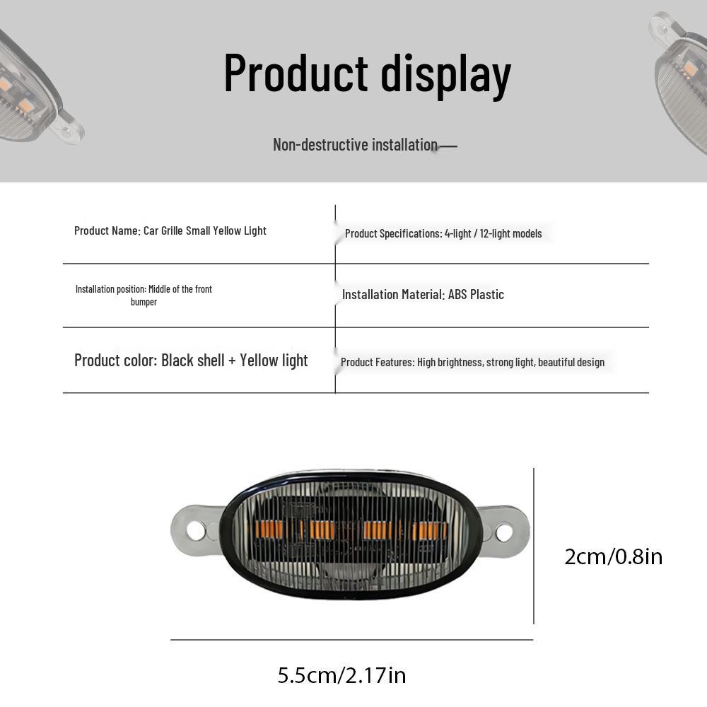 Universal LED Daytime Running Lights: Small Yellow Grille Lights for Pickup Trucks with 4 LED Beads