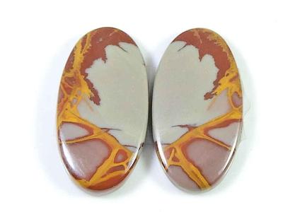 24 Καράτια. Φυσικός Ιασπις Νορένα (13mm X 25mm το καθένα) Οβάλ Καμποσόν Ζευγάρι Αγώνα SK-2718