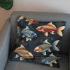 2D Stylish Koi Fish Pattern Decorative Pillow Cover Pattern Cushion Cover Suitable For Sofa Bedroom Car Pillow Cover