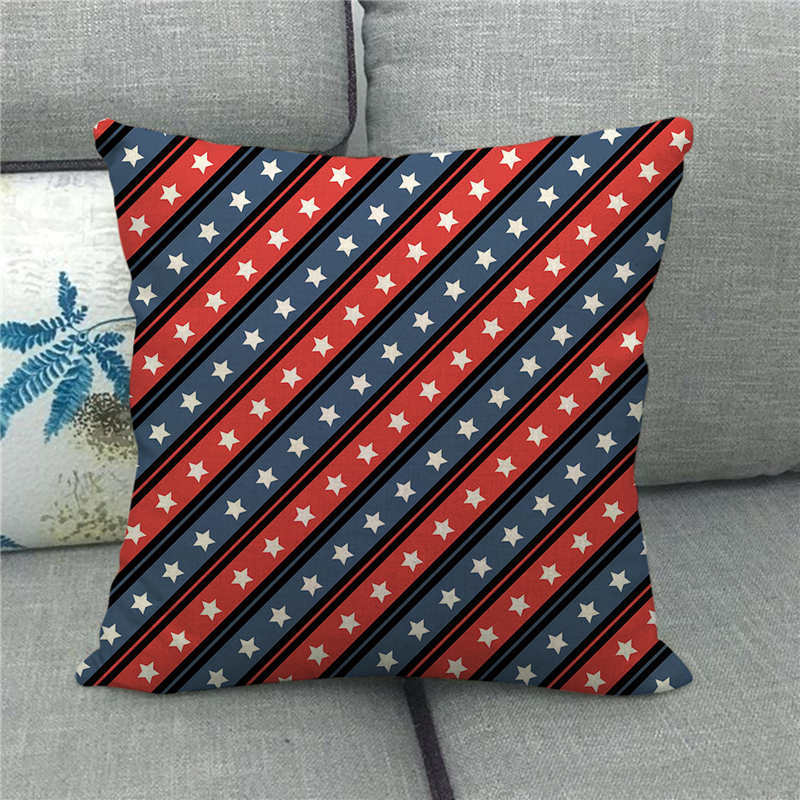 American Five-Pointed Star Geometry Digital Printing Short Plush Pillow Covers For Car Sofa Office Cushion Cover Home Goods