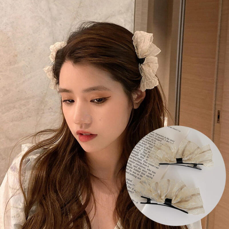 Flier See-Through Ribbon Hair Point Pin black