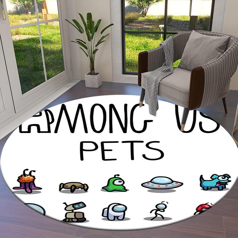 Among Us Round Area Rug,Carpet Rug for Living Room Bedroom Sofa Playroom Decor,Non-slip Floor Mat