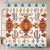 Orange Brown Western Aztec Cactus Shower Curtain Southwestern Boho Tribal Geometric Ethnic Bathroom Native American Waterproof