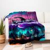 "Enchanted Pumpkin Night Scene Wall Art Print"Blanket Flannel Throw Blanket for Sofa, Bed, Travel, Camping, Office