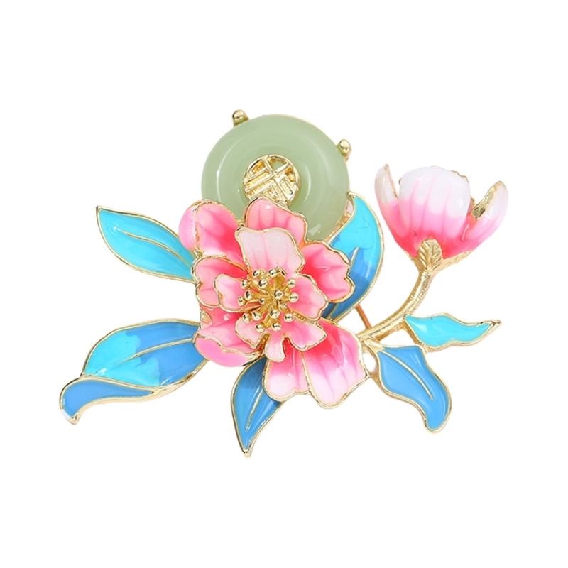 Delicate Women's Peony Brooch Pin with Enamel Finish and Pearls Accent Adds Elegant Charm to Any Stylish Look Styles