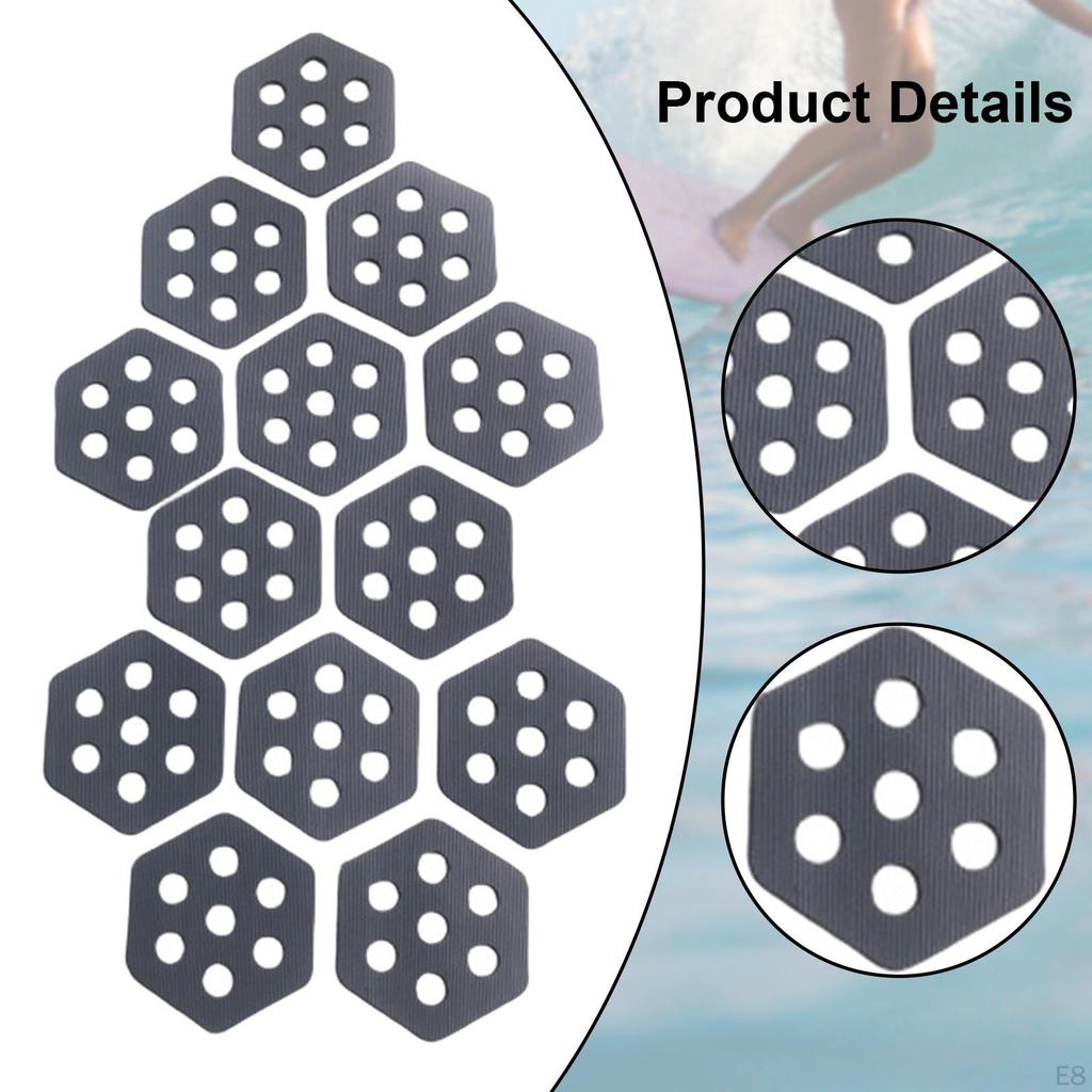12 Pack Hexagonal Anti-Slip Surfboard Skimboard Traction Pads