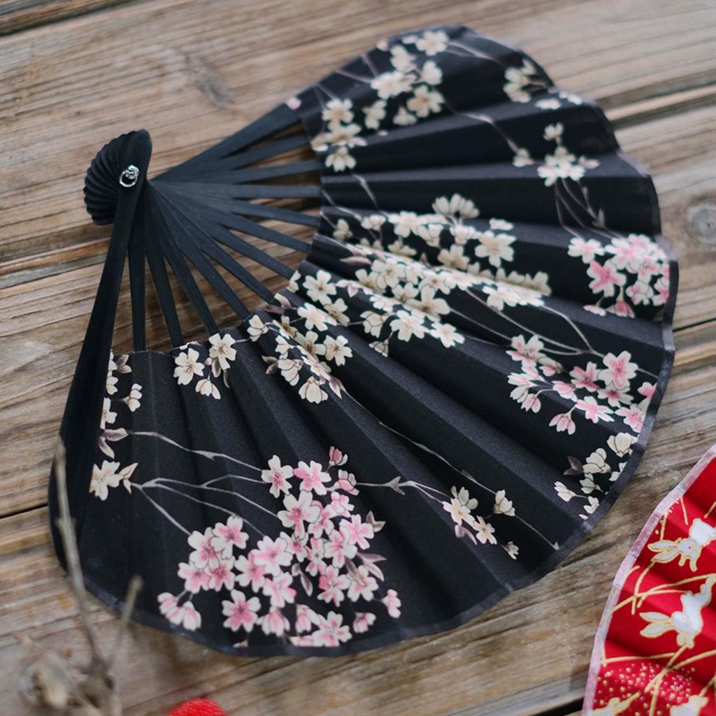 Moganshan Cotton Folding Fan, Cute Cherry Blossom New Chinese-Style Shell Fan, Summer Daily Use Portable Fan