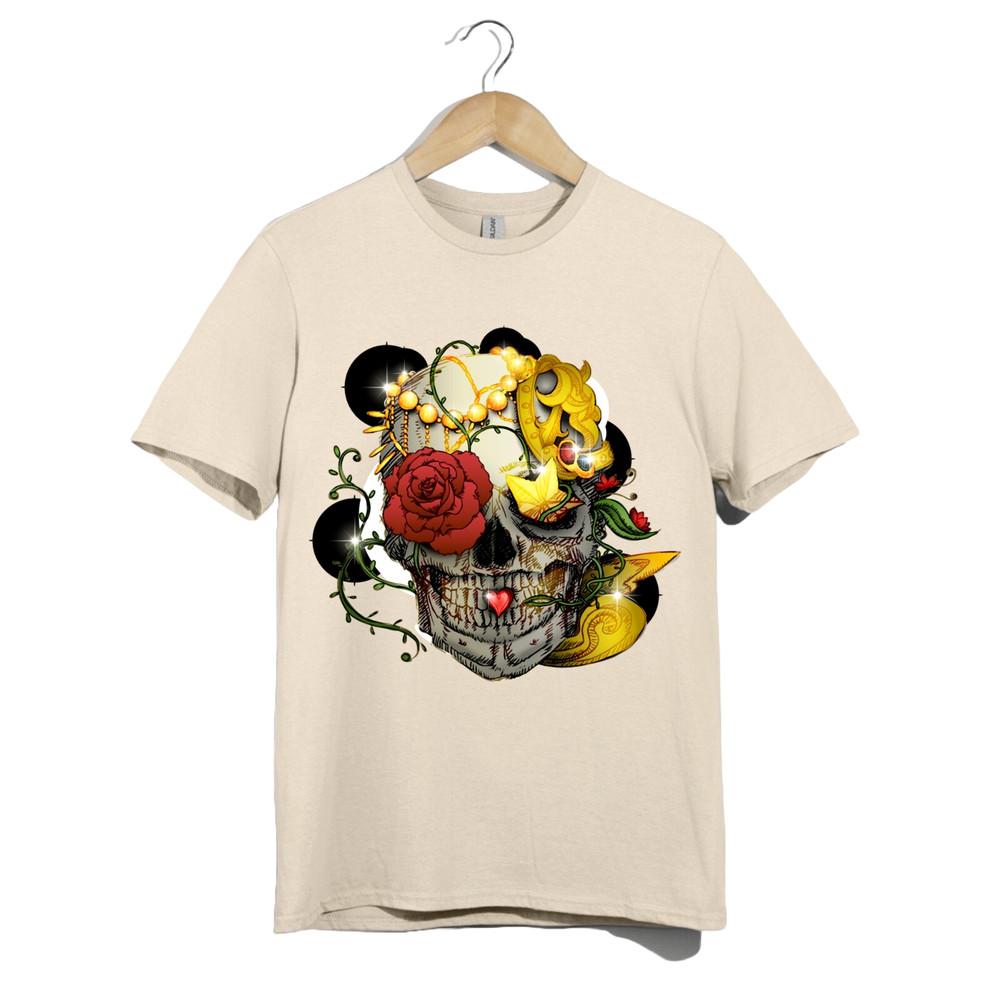 Sugar Skull Rose T-Shirt – Day of the Dead Art Tee – Floral Gothic Skull Jewelry 3XL
