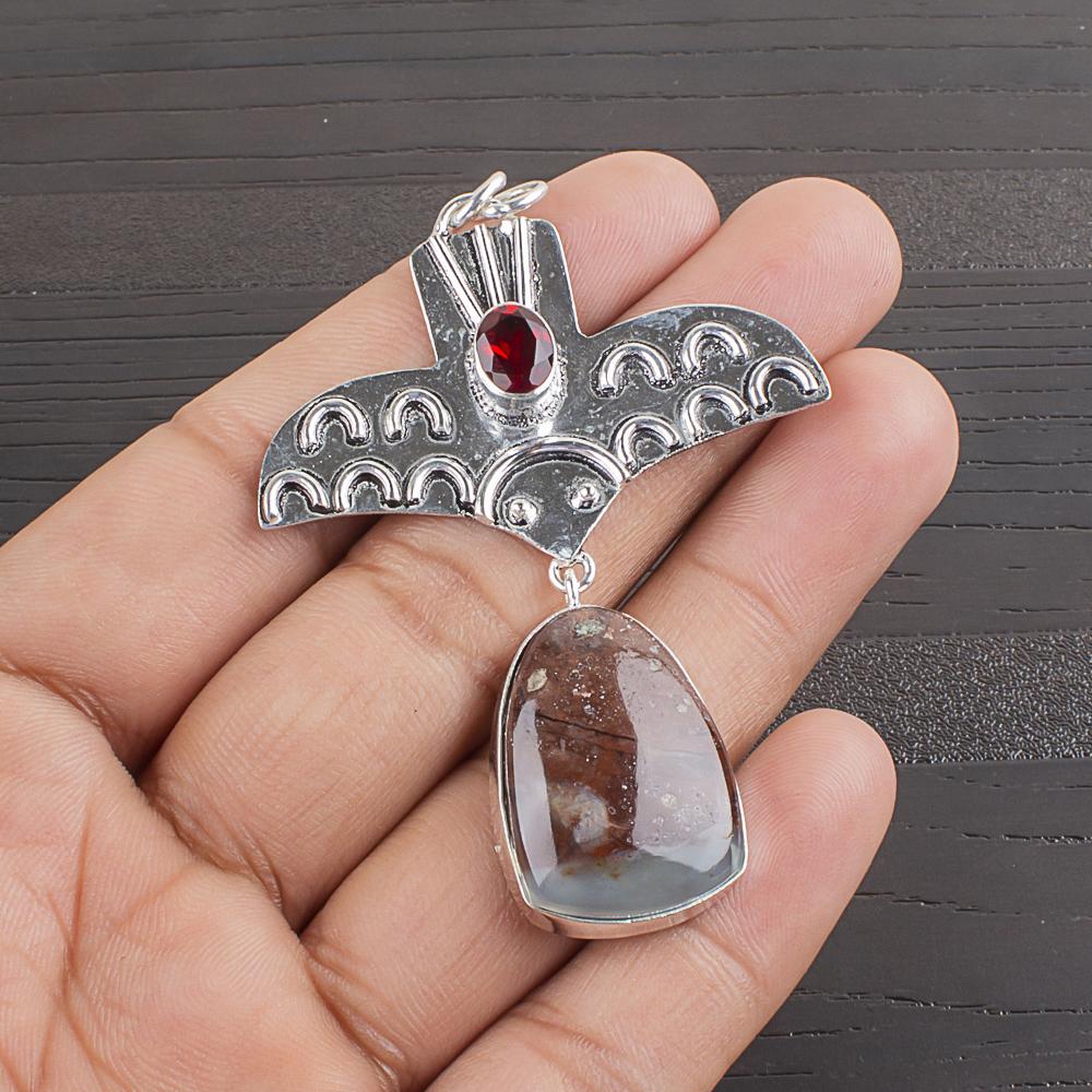 

Natural Red Bloodstone Gemstone 925 Sterling Silver Jewelry Pendant 2.53 AJP-2322