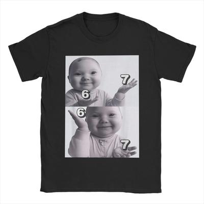 Funny Gen Z Brainrot Ai Laughing Niche Baby Six Seven Meme Men T Shirts Casual Tees Short Sleeve TShirt Pure Cotton Clothing