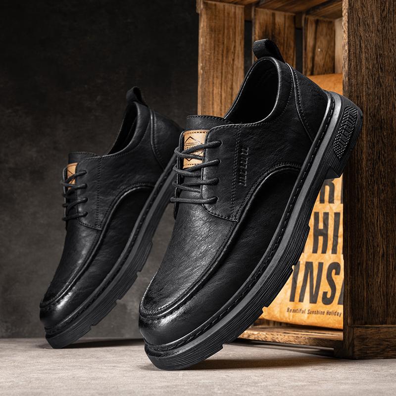 Fashion Hot Sale Mens Leather Casual Shoes Soft Sole Lace-up Man Oxford Shoes Lightweight Loafers Shoes Versatile Outdoor Male Sneakers