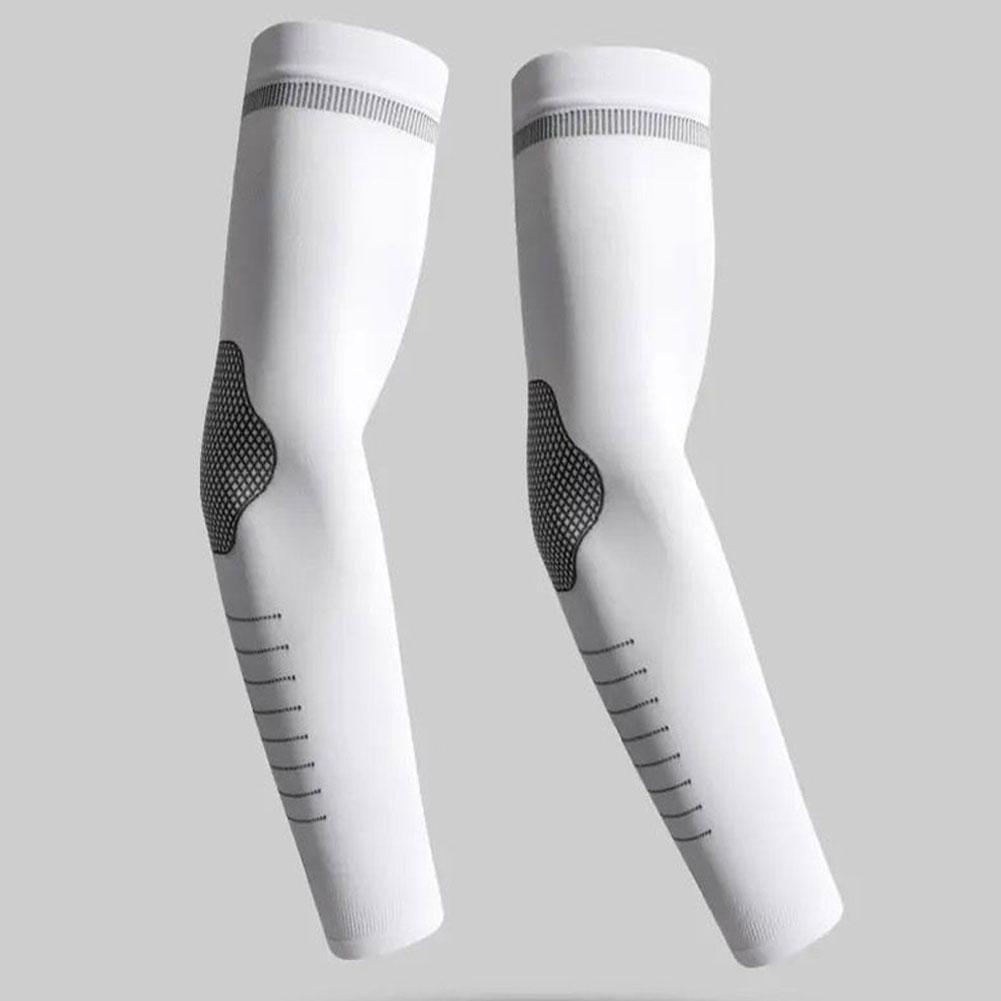 

1 пара мужских летних ледяных шелковых солнцезащитных ледяных рукавов, прохладных и дышащих, для занятий спортом на открытом воздухе, велоспортом, рыбалкой, для защиты рук, длинные рукава белый