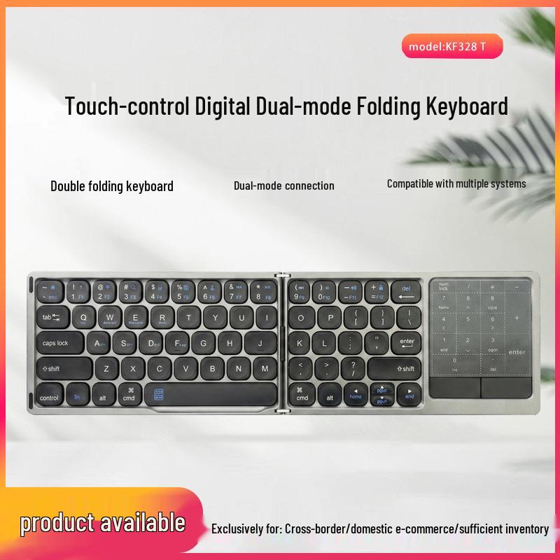 Folding Bluetooth Touchscreen Tablet & Phone Keyboard with Dual-Mode Compatibility