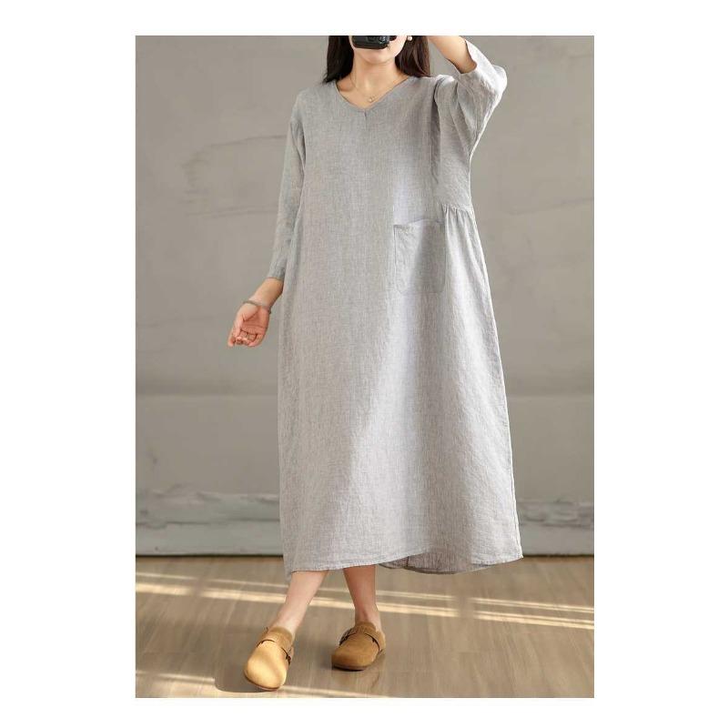 Cotton and Linen Breathable Soft Loose Dress for Commuting Versatile Women