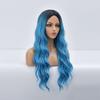 Synthetic Blue Costume Wigs for Women Girls Kids Halloween Wigs Long Hair Curly Wavy Descend Cosplay Anime Movie Musicals Wig