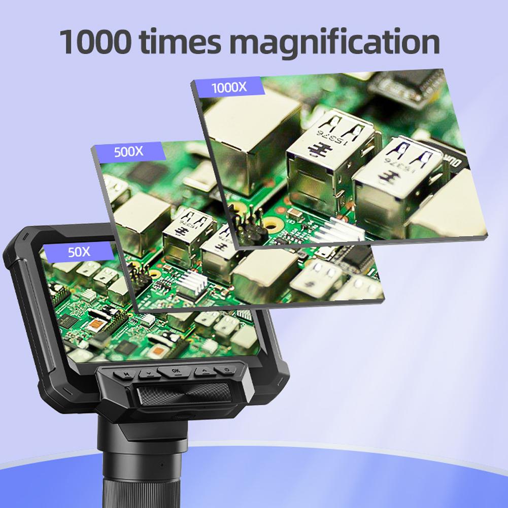 Digital Microscope 4.3 Inch IPS Screen 1000X Coin Microscope With/No Lights 1080P HD View Video Microscope for PCB Coins Plants