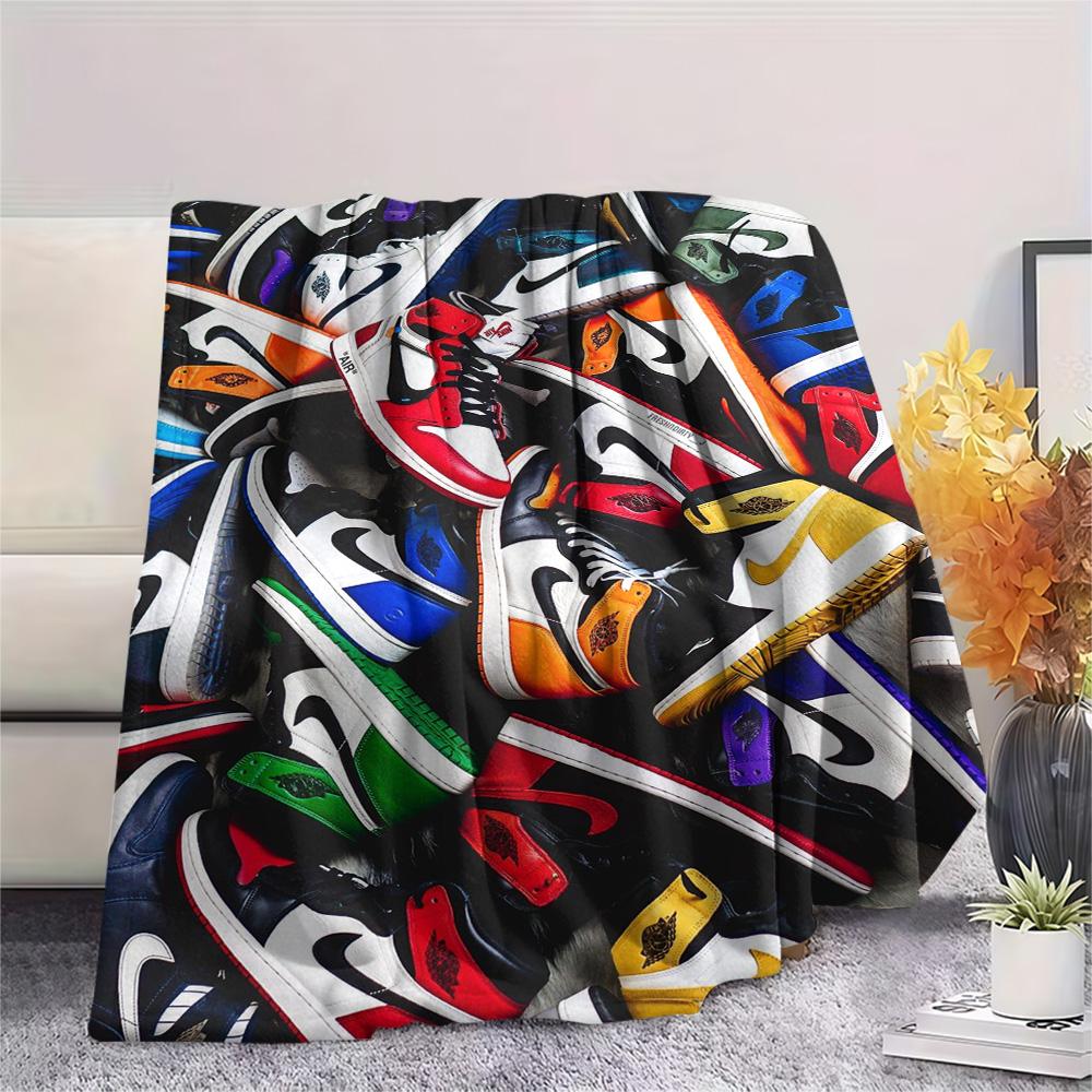 Stampa Sneakers Coperta di Flanella Copriletto per Camera da Letto Copridivano Campeggio Coperta Calda Regali per famiglia e amici(MJ055)
