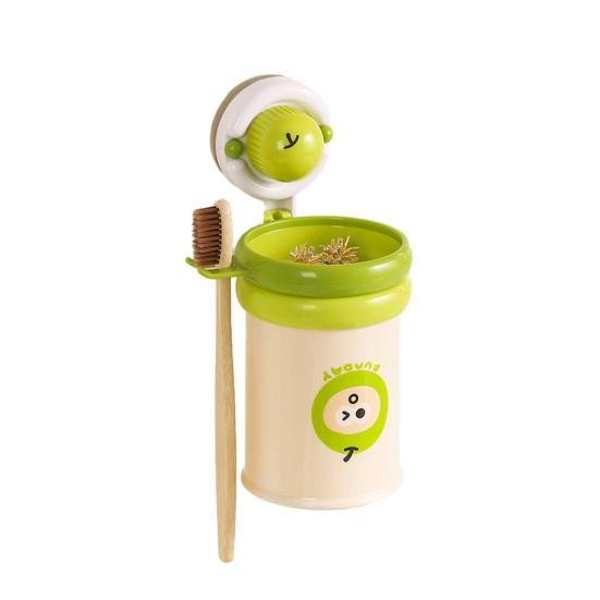 

Настенный держатель для зубных щеток на присоске, без сверления, с чашкой, магнитный, самоклеящийся, многофункциональный органайзер для ванной комнаты для зубных щеток, зубной пасты зелёный