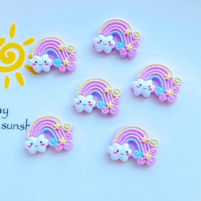20Pcs New Cute Mini 16*21mm Rainbow Series Flat Back Resin Cabochons Scrapbooking DIY Jewelry Craft Decoration Accessorie