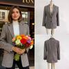 ZR Fall Vintage Versatile Elegant Houndstooth Blazer Jacket Women