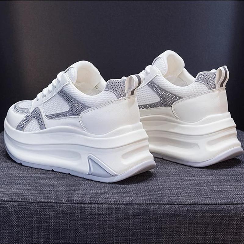 Thick-soled transparent net women's new single net casual fashion lightweight versatile small fragrant style sports dad shoes