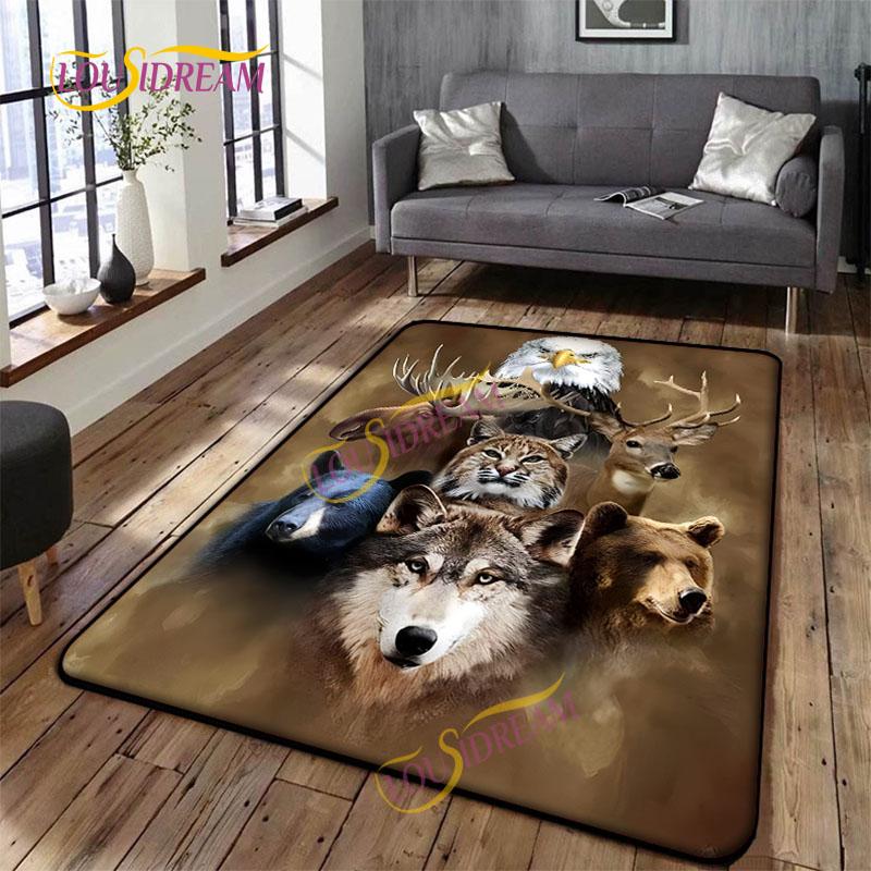 Animal Art Tiger Washable Square Soft Wolves Rug Living Room Bedroom Decorative Floor Mat Kitchen Bathroom Door Mat carpet.