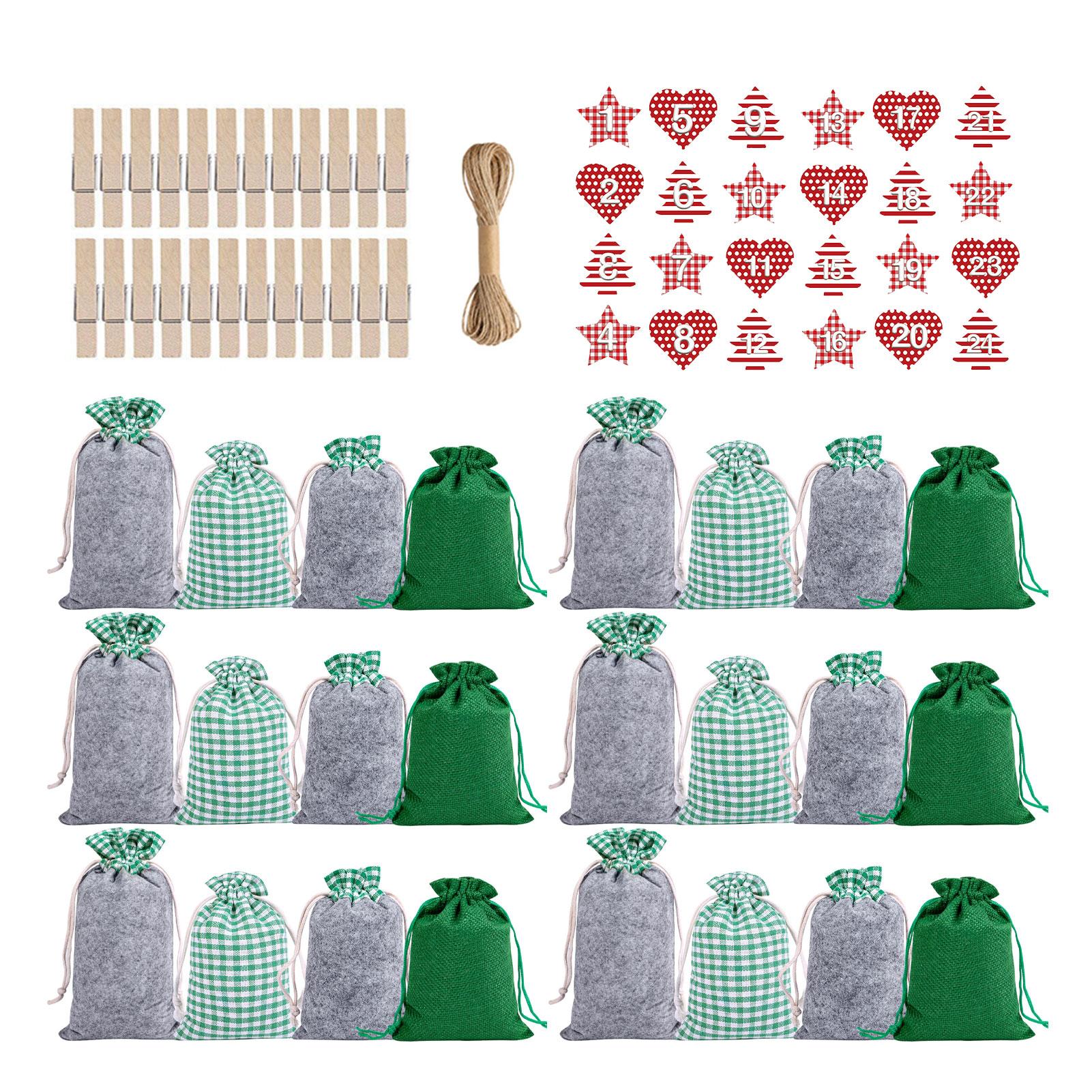 

Advent Calendar Gift Bag Set 24 Days DIY Christmas Advent Calendar Christmas Ornaments Merry Christmas Party Countdown Gift