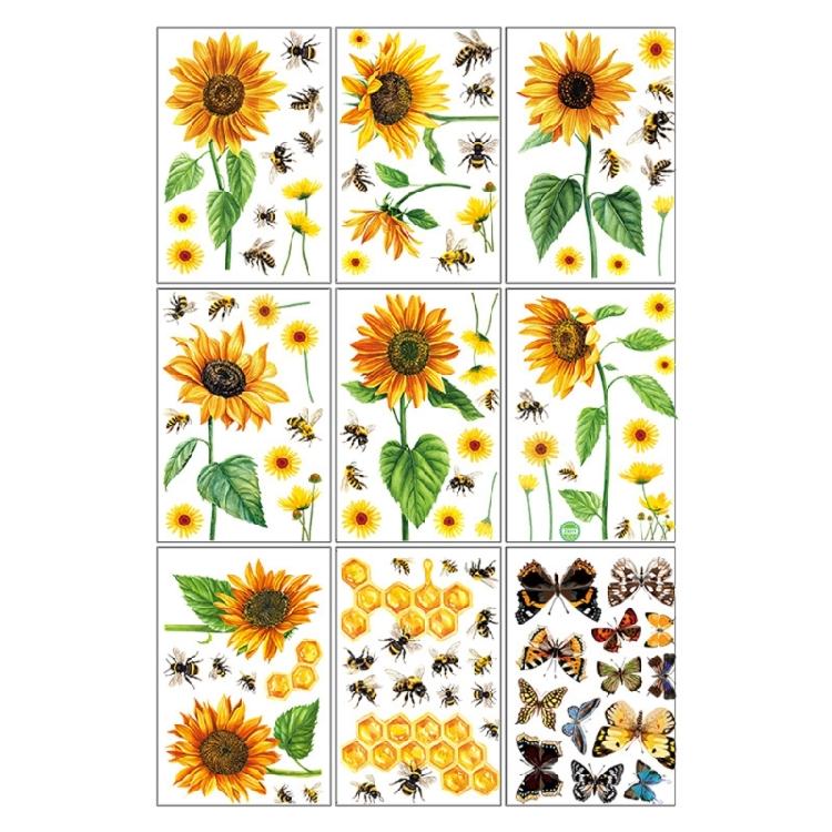 9 Sheets Reusable Spring Window Clings Sticker with Bright Color and Rich Pattern for Shopkeepers and Home Decoration